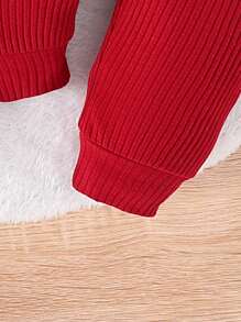 Set de 2 piezas con pelele de manga larga con estampado de lunares adorable + pantalones para niñas bebé, ligero para primavera y otoño