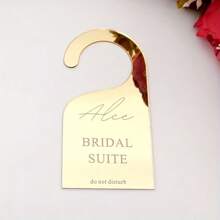 1pc 7x14cm Customized Wedding Party Bridal Suite Door Sign Personalized Acrylic Mirror Bride Name Do Not Disturb Hanging Card - Gold - View 2