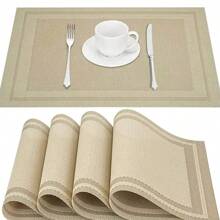 6 Stücke / 4 Stücke / 1 Stück hitzebeständige Platzsets, waschbare PVC Tischsets, gewebte Vinyl Esszimmer Tischsets, rutschfest & fleckresistent, leicht zu reinigen, Tischschutz, Heim Küche Esszimmer Tischdekoration