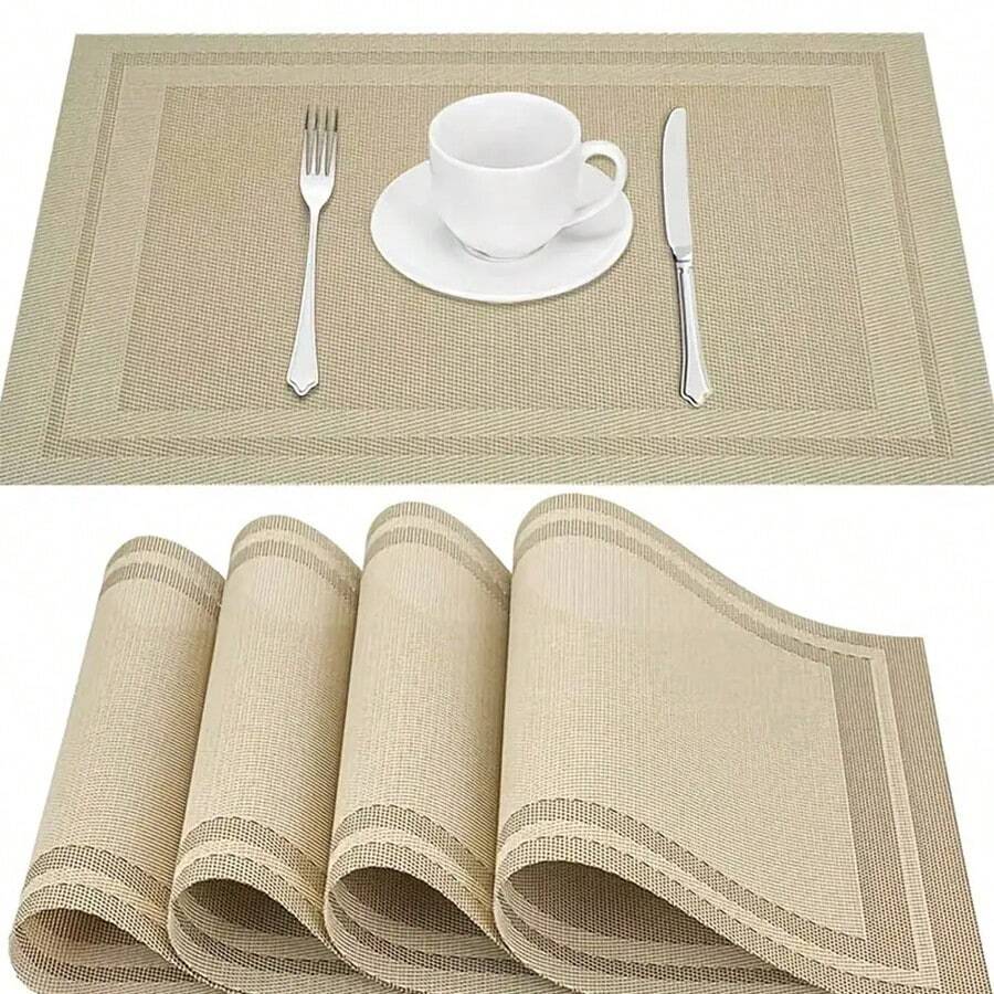 6 Stücke / 4 Stücke / 1 Stück hitzebeständige Platzsets, waschbare PVC Tischsets, gewebte Vinyl Esszimmer Tischsets, rutschfest & fleckresistent, leicht zu reinigen, Tischschutz, Heim Küche Esszimmer Tischdekoration