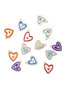 10pcs New Style Heart-Shaped Metal Pendant Accessories, DIY Fashion Earrings, High-End Decorative Accessories