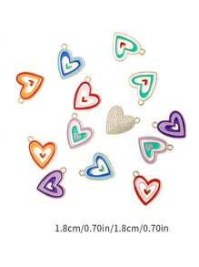 10pcs New Style Heart-Shaped Metal Pendant Accessories, DIY Fashion Earrings, High-End Decorative Accessories