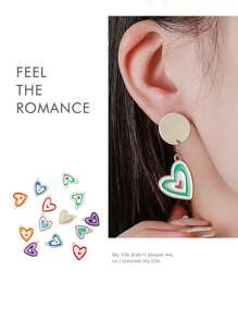 10pcs New Style Heart-Shaped Metal Pendant Accessories, DIY Fashion Earrings, High-End Decorative Accessories