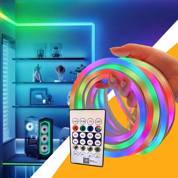 Kit Fita Corda Neon de Led RGB Digital com Controle e Aplicativo IP68 5V 5M