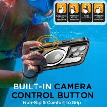 IP68 Waterproof Case For IPhone 16 Pro Max,IPhone 16,IPhone 16 Plus,IPhone 16 Pro Cover Shockproof [Built-In Screen Protector & Camera Protector][Compatible With MagSafe][Full Body Shockproof][IP68 Waterproof][Dustproof] - màu đen - Xem 2