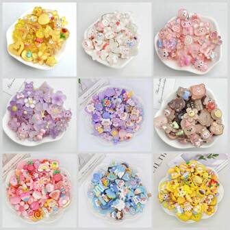 20pcs Mixed-Style Transparent Cartoon Animal Shaped DIY Jewelry Accessories, Stationery, Phone Case, Keychain, Cup, Hole Shoes, Fridge Sticker, Decorative Patch, Sticker Material, With Free Double-Sided Tape