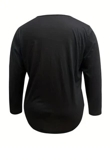 Camiseta Plus Size Papai Noel Rena Padrão V-neck Outono