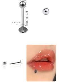 1 Stück medizinische Grad hypoallergene Titan-Stahl flacher Stift, extern mit Gewinde, kugelförmiger 20G/18G Ohrstecker für Knorpel, Augenbraue, Grübchen, 316L Piercing Schmuck, Lippen Ring, Zungenstecker