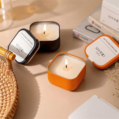 1 简约铁皮罐香薰蜡烛，高端浅色奢华卧室香薰蜡烛，无烟房香薰蜡烛，无烟香薰大豆蜡，适用于家居装饰，婚礼，香薰礼品，为节日和烛光晚餐营造浪漫氛围，情人节，生日，节日礼物，女生礼物