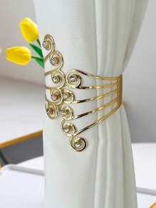 1 chiếc rèm cửa cuộn kim loại có thể điều chỉnh với họa tiết cỏ và dây đeo rèm khảm đá, vòng tay khóa rèm trang trí, dùng để trang trí nhà cửa Rama Decoration - Nhiều màu - Xem 7