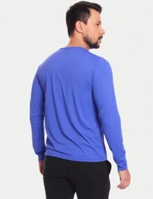 Men's Long Sleeve UV Sun Protection T-Shirt Kit Blue + Plain Black Tactel Bermuda Shorts - 彩色 - 查看 5