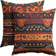 2 件棕色抱枕套枕套几何枕套适用于家居沙发床沙发装饰 - 彩色 - 查看 1