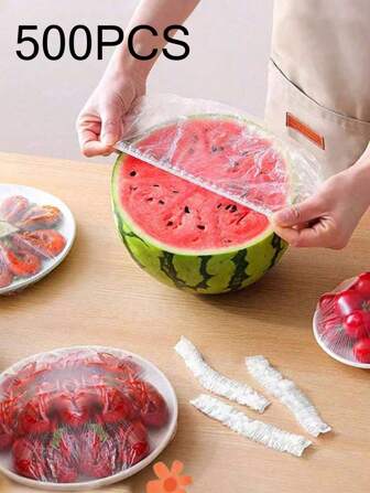 500pcs/300pcs/200pcs/100pcs Portable Food Preservation Covers, Stretchable Food Wrap Lids, Easy-To-Use Vegetable Covers, Refrigerator Preservation & Moisture-Retaining Tools, Alternative To Plastic Bags, Fruit Preservation, Antibacterial