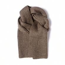 1 chiếc khăn len lông cừu trơn, đa năng và ấm áp cho mùa thu đông, làm từ sợi polyester - khăn quàng kẻ sọc - Xem 4