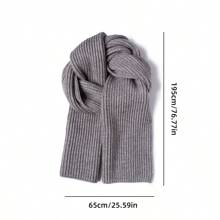 1 chiếc khăn len lông cừu trơn, đa năng và ấm áp cho mùa thu đông, làm từ sợi polyester - khăn quàng kẻ sọc - Xem 9