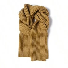 1 chiếc khăn len lông cừu trơn, đa năng và ấm áp cho mùa thu đông, làm từ sợi polyester - khăn quàng kẻ sọc - Xem 5