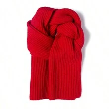 1 chiếc khăn len lông cừu trơn, đa năng và ấm áp cho mùa thu đông, làm từ sợi polyester - khăn quàng kẻ sọc - Xem 3