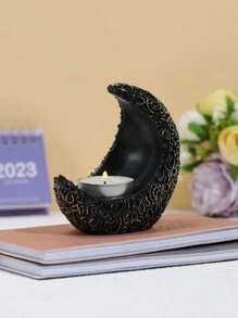 1pc Moon Shaped Candle Holder, Home Decor, Foyer Or Office Desk Ornament, Holiday Gift