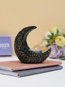 1pc Moon Shaped Candle Holder, Home Decor, Foyer Or Office Desk Ornament, Holiday Gift