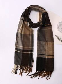 1pc Children Plaid Tassel Warm Scarf - Multicolor - View 1
