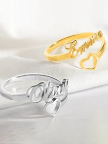 Anillo con nombre personalizado de amor, anillo de pareja hueco de amor, anillo con nombre chapado en oro de acero inoxidable, anillo con nombre personalizado, anillo con apellido familiar personalizado, anillo conmemorativo con nombre personalizado DIY, regalo para él/ella, novio/novia, amigo/mejor amigo, elegante, casual, retro, estilo antiguo, adecuado para regalos conmemorativos, Día de San Valentín, Día de la Madre, Día del Padre, boda, cumpleaños