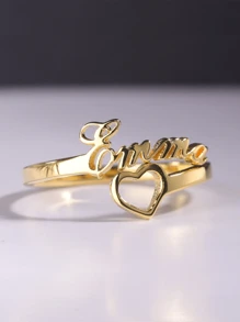 Anillo con nombre personalizado de amor, anillo de pareja hueco de amor, anillo con nombre chapado en oro de acero inoxidable, anillo con nombre personalizado, anillo con apellido familiar personalizado, anillo conmemorativo con nombre personalizado DIY, regalo para él/ella, novio/novia, amigo/mejor amigo, elegante, casual, retro, estilo antiguo, adecuado para regalos conmemorativos, Día de San Valentín, Día de la Madre, Día del Padre, boda, cumpleaños