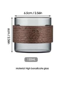1 szt. 150 ml izolowany szklany kubek, odporne na ciepło szklane kubki do kawy z izolowanym drewnianym pierścieniem, wielokrotnego użytku szklane kubki do wody, uniwersalne szare filiżanki do espresso, przenośne szklanki do picia mrożonej kawy, gorących napojów, herbaty, letnich zimowych naczyń do picia, biura, świąt, ślubu, na zewnątrz, sportu, domu, kuchni, dnia matki, prezentu dla mojej matki