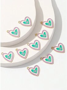 10pcs New Style Heart-Shaped Metal Pendant Accessories, DIY Fashion Earrings, High-End Decorative Accessories