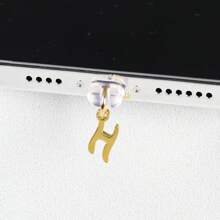 1 件简约不锈钢字母吊坠防尘塞，适用于 Type-C、Lightning、Apple 和 Android 手机，可作为礼物 - 透明防塵塞-金色 - 查看 24