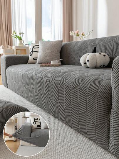 1pc Four Seasons Sherpa Stretch Sofa Cover, Pet Friendly Minimalist Design Anti-Slip All-Inclusive Sofa Protector, Scratch Resistant Sofa Slipcover Fit L-Shaped And 1/2/3/4 Seater Sofa (1 Pillow Case Included)