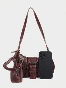 DareSee Retro Bag 1PC Y2K Gothic Fashionable Type Rivet Decoration Vintage Block Decoration Women's Shoulder Bags And Shoulder Totes Are Adjusted For Daily Travel, Niche Design, Steampunk, Goth, Bag For Women, Cool Girls Street Wear, Perfect For Music Festival, Concert, Rock Style Bag For Women, Y2k Bag, 2000s Fashion Style, Gothic Punk Bag For Women Music Fest Y2KFest Back To School Autumn Christmas Christmas Winter Christmas Gifts New Year