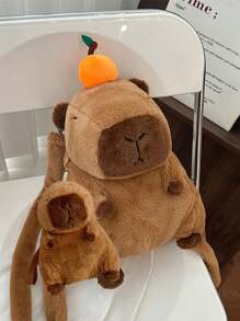 1 Piece Of Fashionable Personalized Fashion Cute Theme Animal Pattern With Solid Color Plush Zipper Multifunctional Design, Equipped With Detachable Shoulder Strap For Easy Crossbody Or Shoulder, Suitable For Halloween Themed Parties, Halloween Costume Matching, Halloween Gifts And Sample Storage, School Backpack - Multicolor - View 4