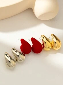 Conjunto de 6 brincos de argola multicoloridos em formato de lágrima retrô chique, joias vintage elegantes para mulheres, adequadas para encontros, férias, uso diário e presentes