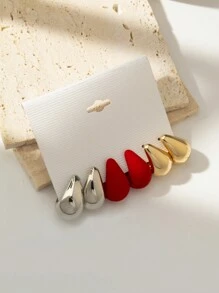 Conjunto de 6 brincos de argola multicoloridos em formato de lágrima retrô chique, joias vintage elegantes para mulheres, adequadas para encontros, férias, uso diário e presentes