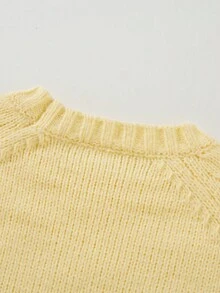 女士休闲时尚破洞针织黄色毛衣，独特设计 - 黃色 - 查看 8