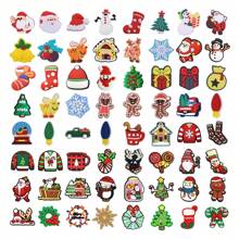 30PCS/50PCS/70PCS/100PCS SET Random Christmas Theme PVC Shoe Charms Santa Claus Hat Snowflake Gift Christmas Tree Pattern Shoe Accessories Christmas Themed Party Gifts - Multicolor - View 1
