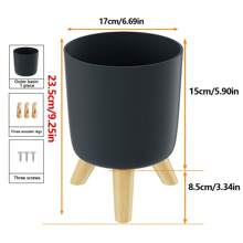 1 Pieza Macetero autorregable moderno con soporte - Redondo, macetero de plástico para interiores/exteriores para sala de estar, dormitorio, decoración del hogar - Disponible en negro y blanco, macetero desmontable para plantas artificiales y macetas de hierbas, macetero de interior para plantas de interior - Multicolor - Ver 14