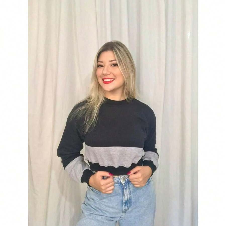 ISA BLACK AND GREY CUTOUT SWEATSHIRT FOR WOMEN, WINTER FASHION - màu đen - Xem 1