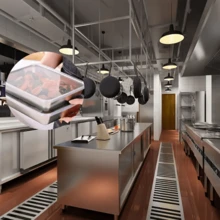 Bộ 1/3 hộp đựng thực phẩm bằng thép không gỉ có nắp đậy kín - Bát đựng có thể xếp chồng, không tích điện để đựng salad, bánh sandwich và trái cây - Bạc - Xem 5