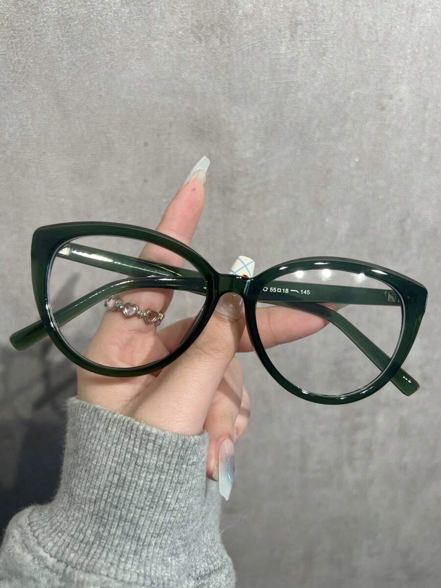 1 chiếc kính cận thị Plano cho nữ mắt mèo gọng kính cận thị cổ điển, kính quang học thời trang - Trong sáng - Xem 1