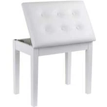 GRANDMA SHARK Piano Stool, Dressing Table Stool, Single Seat Keyboard Bench With Storage Compartment, Soft Faux Leather Padded Seat - White - View 1