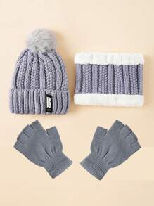 2/3 Peças Conjunto Chapéu, Lenço e Luvas da Moda para Mulheres, Gorro de Inverno Quente de Camada Dupla, Lenço de Pescoço Feminino, Touca Balacrava para Menina