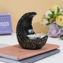1pc Moon Shaped Candle Holder, Home Decor, Foyer Or Office Desk Ornament, Holiday Gift