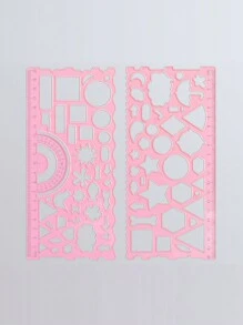 2 Peças Conjunto de Régua Multifuncional, Régua Modelo de Relatório de Caligrafia de Estudantes, Régua Ondulada Vazada de Pintura