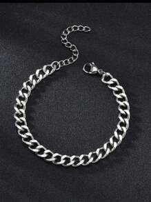 1pc Steel Electroplated 18K Minimalist Style Chain Bracelet For Men, Chain, Hip-Hop And Sport Design, Suitable For Parties, Daily Wear, Holiday Graduation Gifts