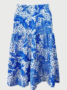 Milly Girls' Crepe Set - Skirt And Cropped Top: The Magic Of Stylish Childhood! - Xanh và trắng - Xem 4