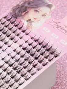 C型卷翘 5-16mm 10D 水貂毛假睫毛，140簇，含粉色睫毛镊子和刷子，自然浓密蓬松交叉假睫毛，适合派对、婚礼、夜店、度假、日常工作，柔软又富有戏剧性。 - 黑色 - 查看 8