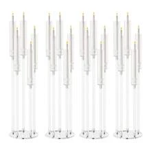 4Pcs Candelabra Centerpieces, Tall Candelabra, Clear Candle Taper Candlestick Holder, 5 Arm Candlesticks Holder With Acrylic Shade, LED Candle For Wedding Dinner Party - Multicolor - View 7