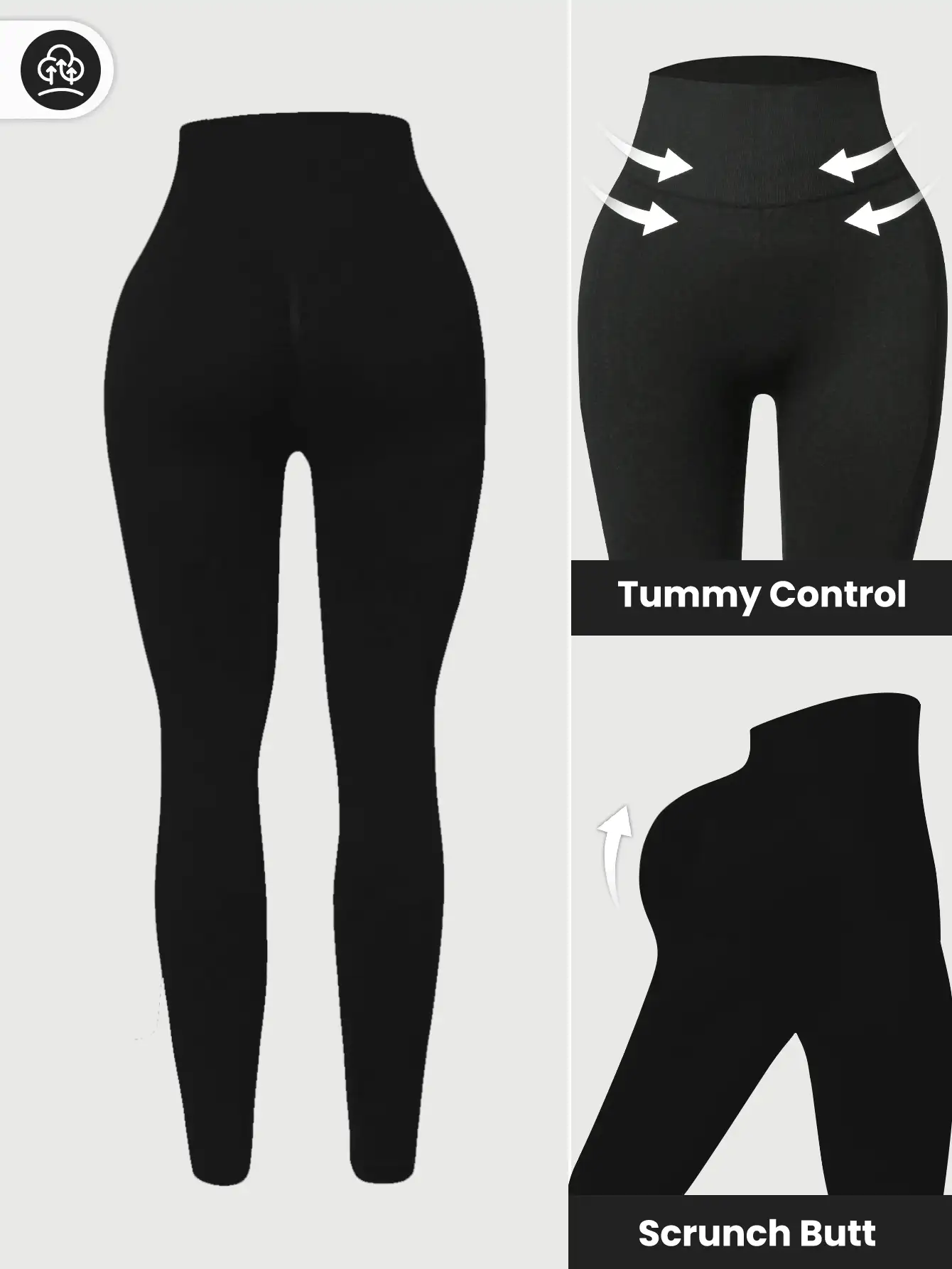 3 件无缝紧身裤套装，灰色，黑色瑜伽裤，健身运动裤套装， - 彩色 - 查看 4