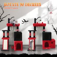 Globlazer F50 Cat Tree Tower For Large Indoor Cats, 50-Inch Heavy Duty Cat Tree For Big Cats, Maine Cat Tree With Extra-Large Padded Platform, Sisal Scratching Board, 2 Large Condos - Black Red - View 3